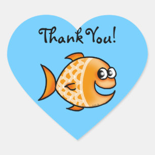 Cute cartoon fish thank you heart sticker