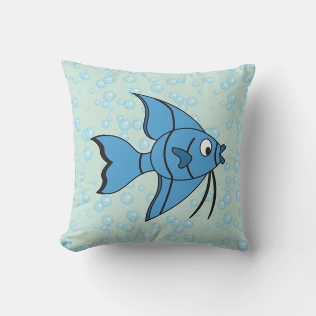 Cute Cartoon Fish Throw Pillow (Front)