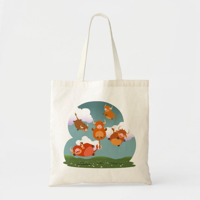 Cute Cartoon Floating Highland Cows Bag (Front)