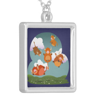 Cute Cartoon Floating Highland Cows Necklace