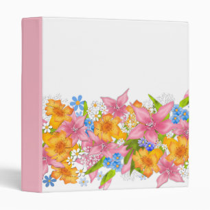 Cute cartoon floral spring flowers beautiful bouqu 3 ring binder