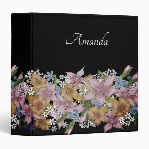 Cute cartoon floral spring flowers beautiful bouqu 3 ring binder