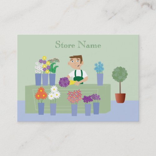 Cute Cartoon Florist &amp; Flowers Business Cards