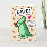 Cute Cartoon Flower Dinosaur Roar Happy Birthday Card