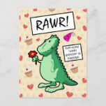 Cute Cartoon Flower Dinosaur Roar Happy Birthday Postcard