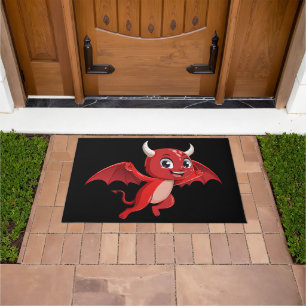Cute cartoon flying devil doormat