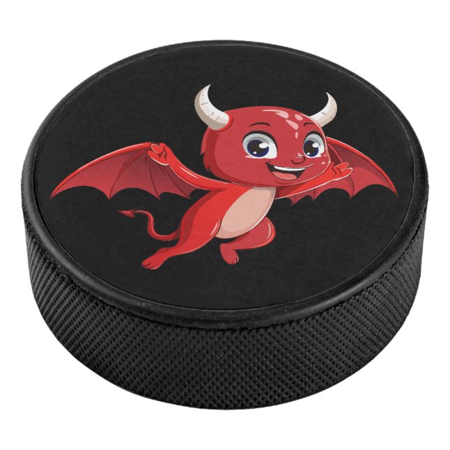 Cute cartoon flying devil hockey puck (3/4)