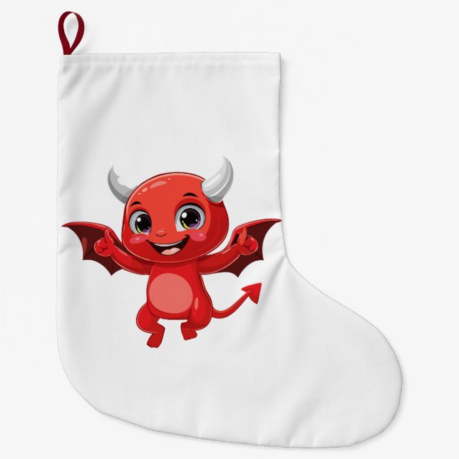 Cute cartoon flying devil large christmas stocking (Front)