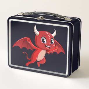 Cute cartoon flying devil metal lunch box