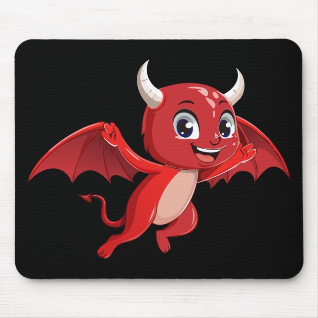 Cute cartoon flying devil mouse pad (Front)