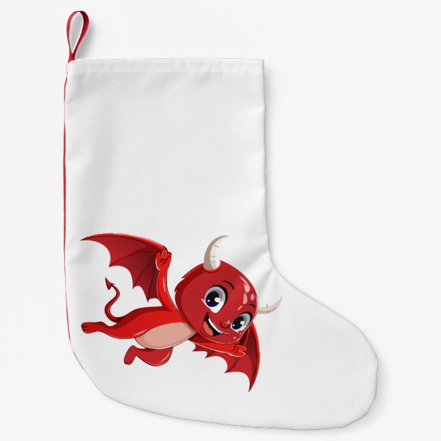 Cute cartoon flying devil small christmas stocking (Front)