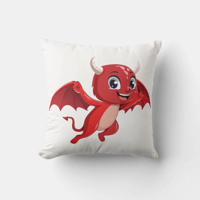 Cute cartoon flying devil throw pillow (Front)