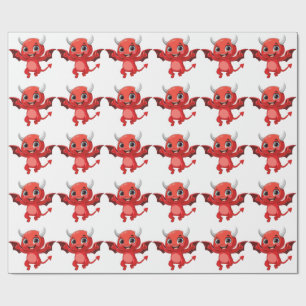 Cute cartoon flying devil wrapping paper