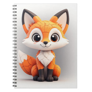 Cute Cartoon Fox 3D Toy Mascot Sitting And Smiling Notebook