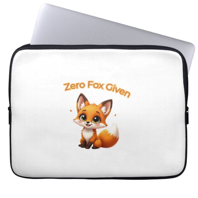 Cute Cartoon Fox – Adorable Kawaii Style Laptop Sleeve (Front)
