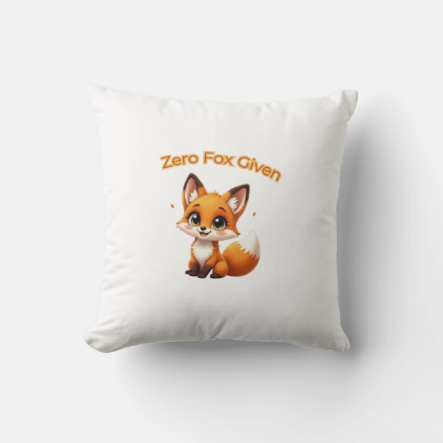 Cute Cartoon Fox – Adorable Kawaii Style Throw Pillow (Front)