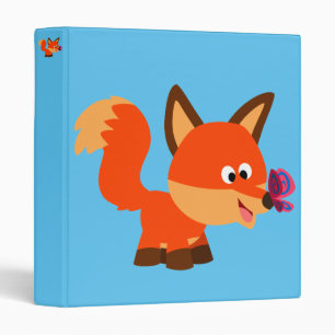 Cute Cartoon Fox And Butterfly 3 Ring Binder