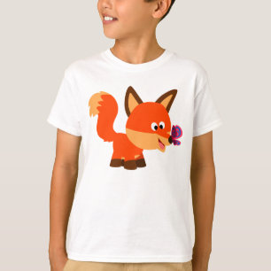 Cute Cartoon Fox And Butterfly Children T-Shirt