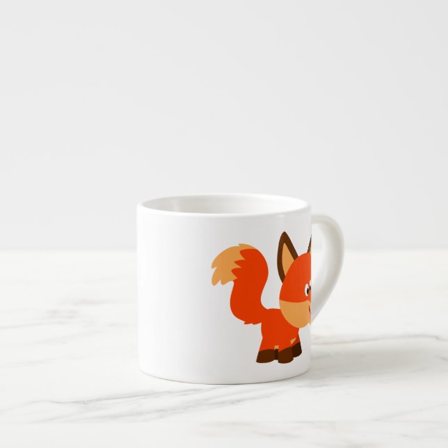Cute Cartoon Fox  And Butterfly Espresso Mug (Front Right)