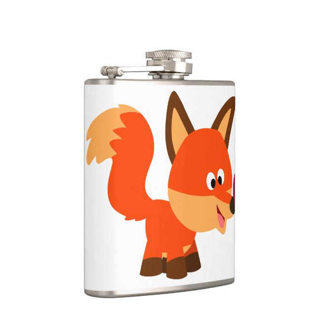 Cute Cartoon Fox  And Butterfly Hip Flask (Right)