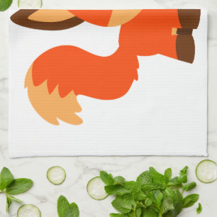 Cute Cartoon Fox And Butterfly Kitchen Towel