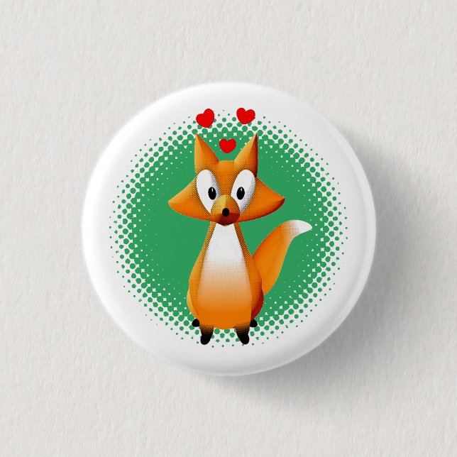 Cute Cartoon Fox Animal Button (Front)