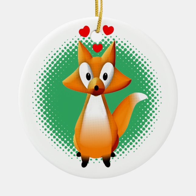 Cute Cartoon Fox Animal Ceramic Ceramic Ornament (Front)