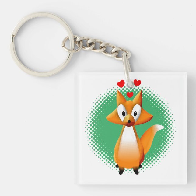 Cute Cartoon Fox Animal Keychain (Front)