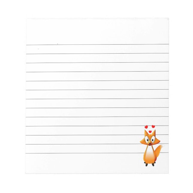 Cute Cartoon Fox Animal Lined Notepad (Front)
