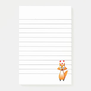 Cute Cartoon Fox Animal Lined Post-it Notes