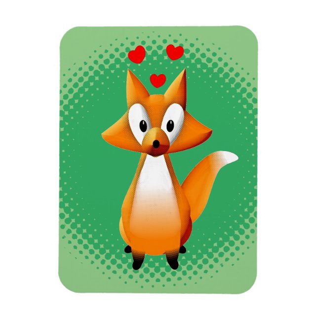 Cute Cartoon Fox Animal Magnet (Vertical)
