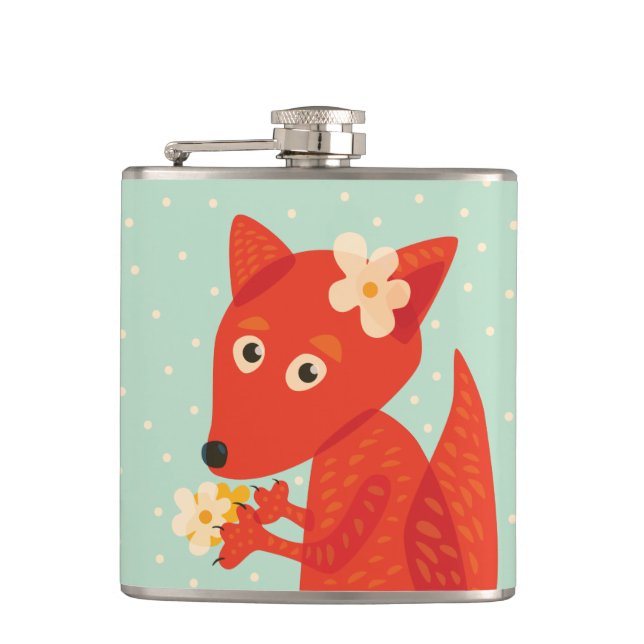 Cute Cartoon Fox Girl Flask (Front)