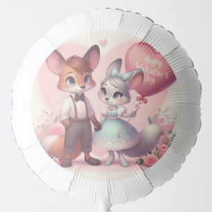 Cute cartoon foxes Valentine's day Balloon