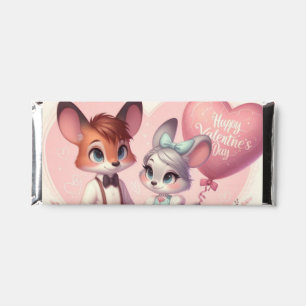 Cute cartoon foxes Valentine's day Hershey Bar Favors