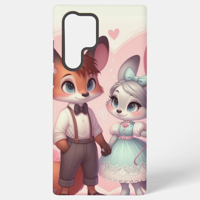 Cute cartoon foxes Valentine's day Samsung Galaxy Case (Back)