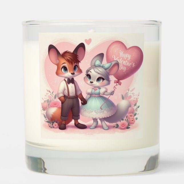 Cute cartoon foxes Valentine's day Scented Candle (Front)
