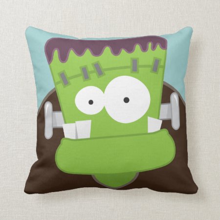 Cute Cartoon Frankenstein Monster Throw Pillow