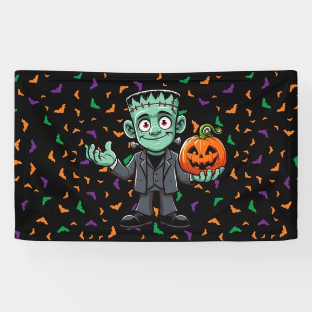 Cute, cartoon Frankenstein's monster Banner (Horizontal)