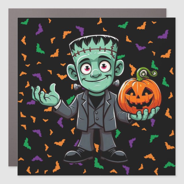 Cute, cartoon Frankenstein's monster Car Magnet (Front)