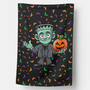 Cute, cartoon Frankenstein's monster House Flag