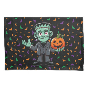 Cute, cartoon Frankenstein's monster Pillow Case
