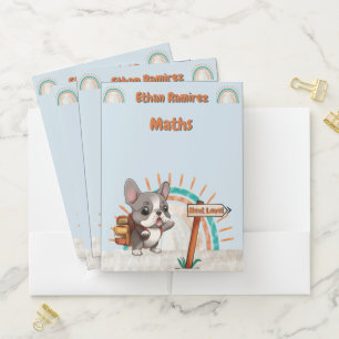 Cute Cartoon French Bulldog Back to School rainbow Pocket Folder