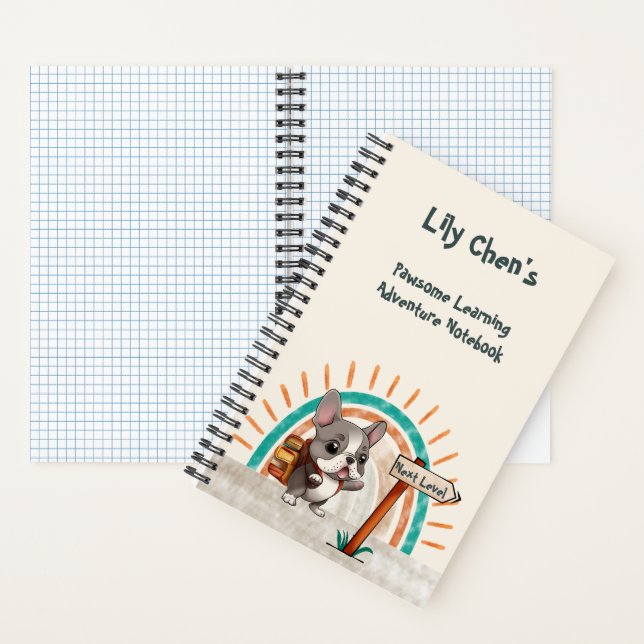 Cute Cartoon French Bulldog Back to School student Notebook (Inside)