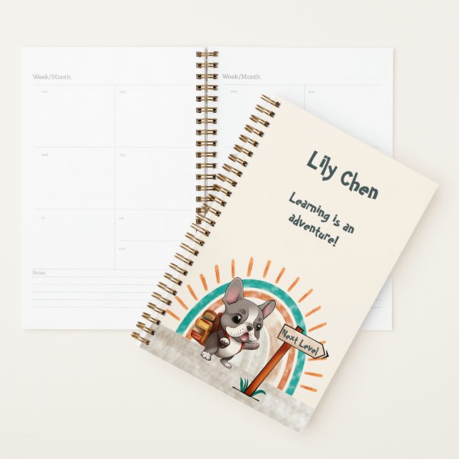 Cute Cartoon French Bulldog Back to School student Planner (Display)