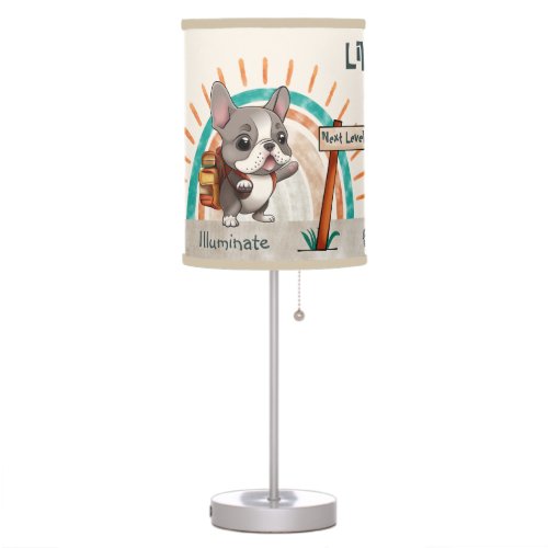 Cute Cartoon French Bulldog Back to School student Table Lamp