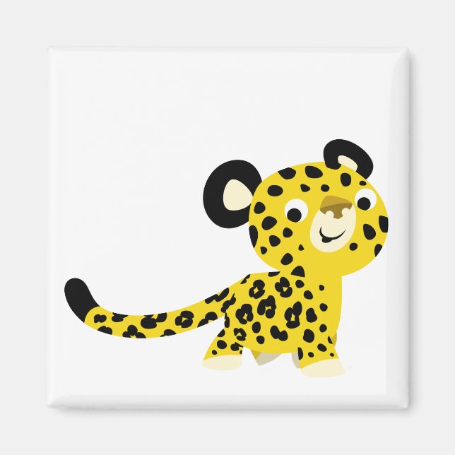 Cute Cartoon Friendly Leopard Magnet (Front)