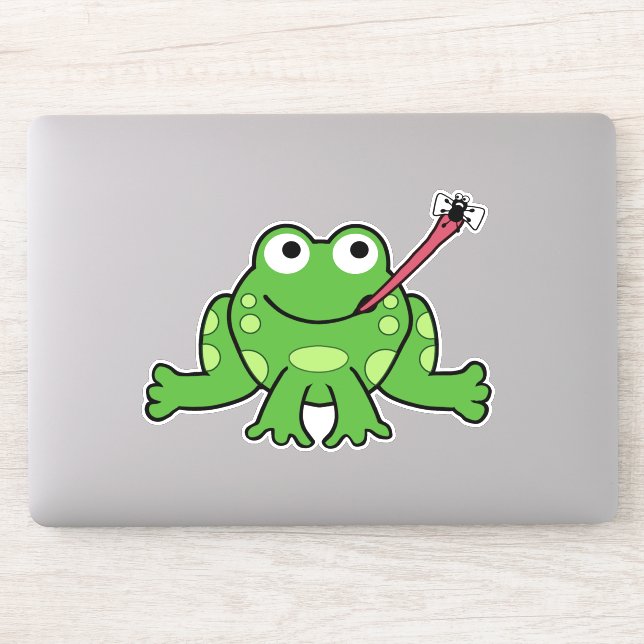 Cute Cartoon Frog and Fly Sticker (Computer)