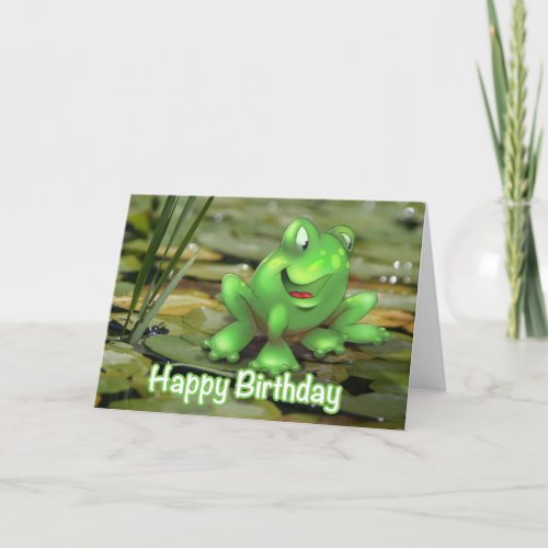 Cute cartoon frog birthday card