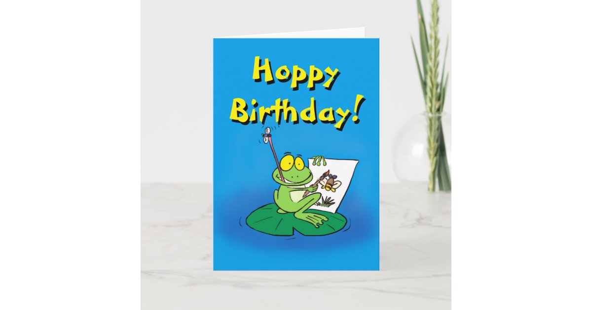 Cute cartoon frog birthday card | Zazzle