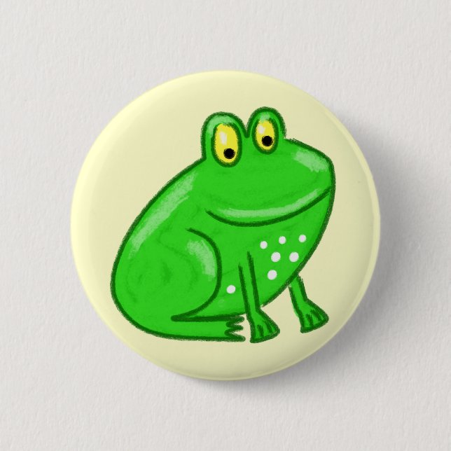 Cute Cartoon Frog Button (Front)